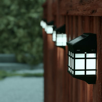 Flash Furniture DN-SL108-6-BK-GG 6 Pack Wall Mount LED Solar Lights - Weather Resistant Black Decorative Solar Powered Lights - Deck and Fencing Solar Lights